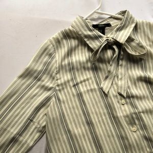 Collared striped dress with bow